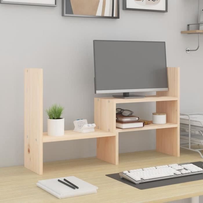 VidaXL Monitor Stand (39-72)x17x43 Cm Solid Pine Wood 814009