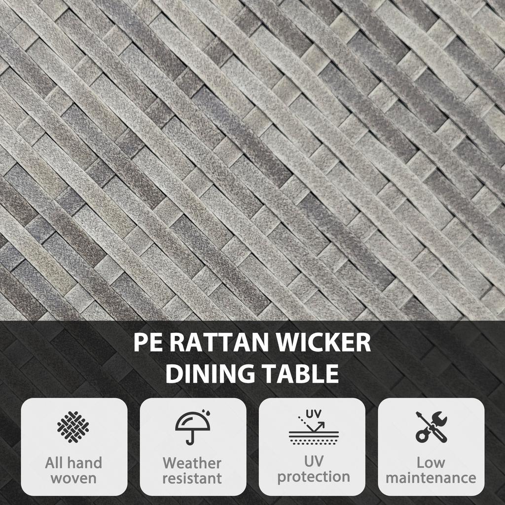 70 cm Wood-Effect Rattan Garden Table - Natural Wood Finish