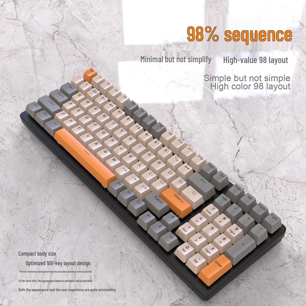 Bluetooth Three-Mode Hot-Swappable Mechanical Gaming Keyboard Wolf K6 980 - Customizable for Laptops and Esports.