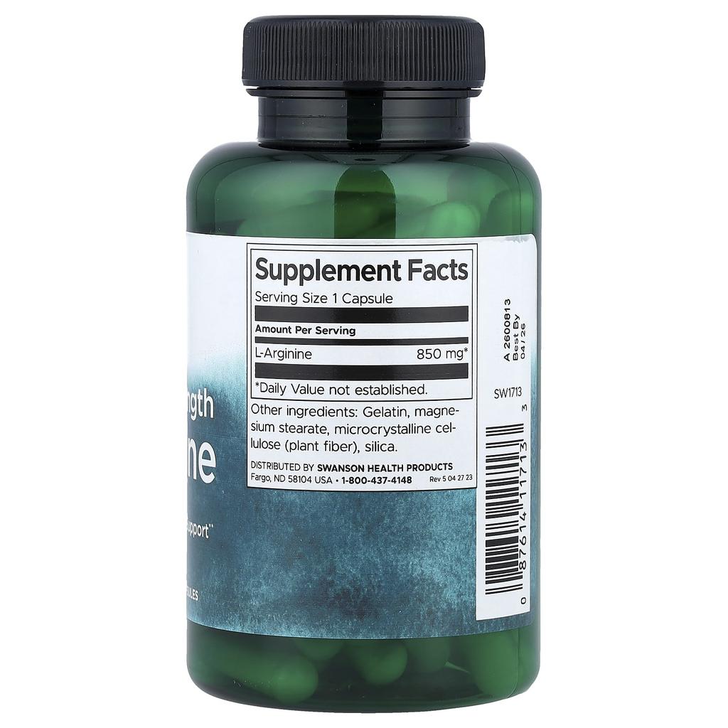 L-Arginin, Maximale Stärke, 850 mg, 90 Kapseln