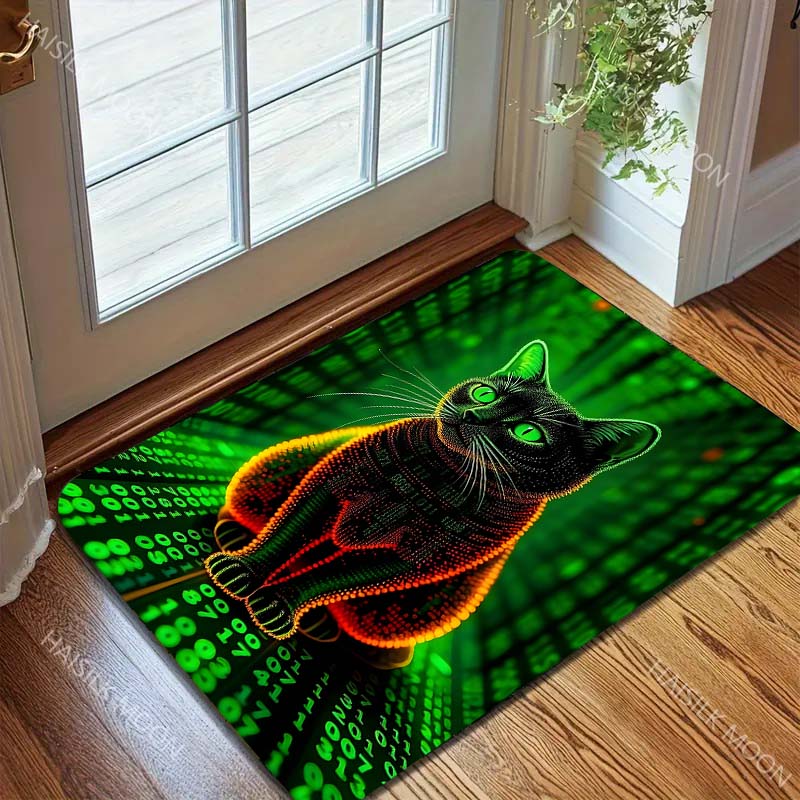 Funny Hacker Cat Carpet for Living Room Bedroom Bathroom Mat Creative Doormat Sofa Table Home Decor Area Rugged Luxury Gifts