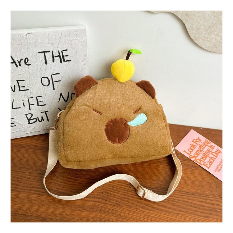 Single shoulder plush cartoon bag wind messenger bag sweet girl versatile backpack large capacity women's bag