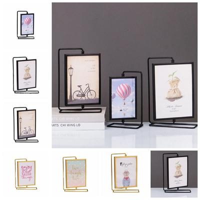 Elegant Not Easily Deformed Metal Photo Frame Rotating Minimalist Photo Frame Ornament Metal Craft Modern Study