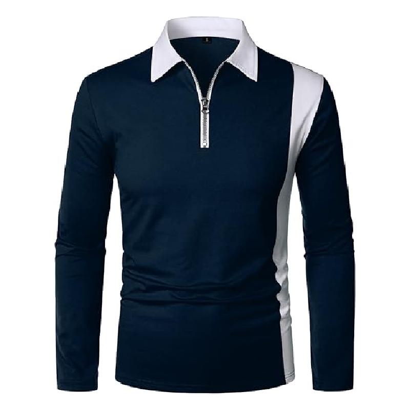 Color Blocked Pattern Digital Design Fashionable Men's Long Sleeved Polo Shirt Spring and Autumn Casual Daily Outdoor 100% Polyester Fiber