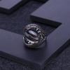 Gb oválný prsten Natural Smoky Quartz Originální 925 Sterling Sliver Vintage gotické punkové prsteny pro ženy Jemné šperky na párty