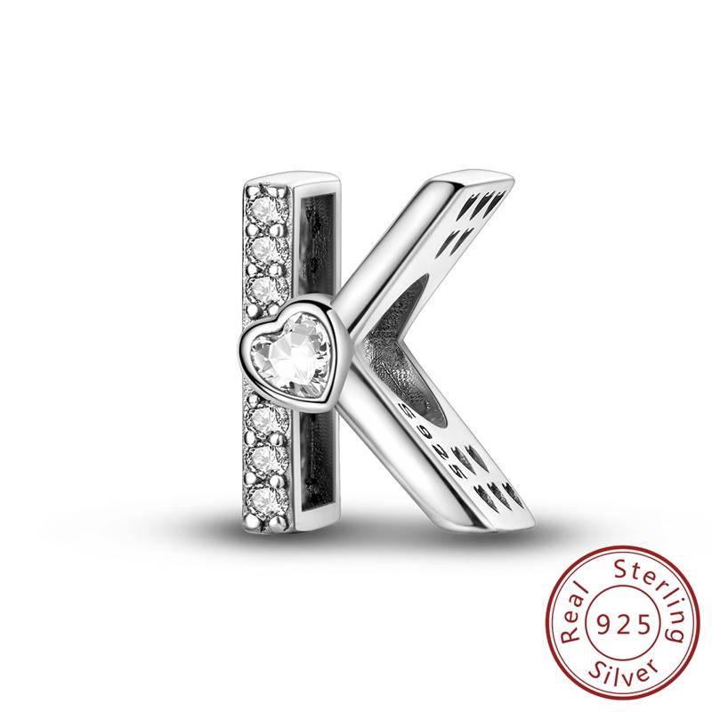 New 925 Silver Charm Beads 26 Letter Alphabet A-Z Charm Fit Original Charms Bracelet DIY Birthday Jewelry Gift Making