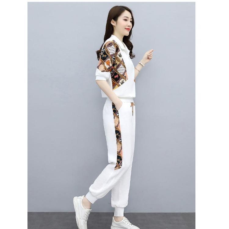 Elegant Slim Fit Summer Outfit Ice Silk Sportswear Set Casual Two Piece for Women