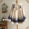 2019 Winter College Style Cute Patchwork Rabbit Ear Hooded Fleece-Lined Cape Coat