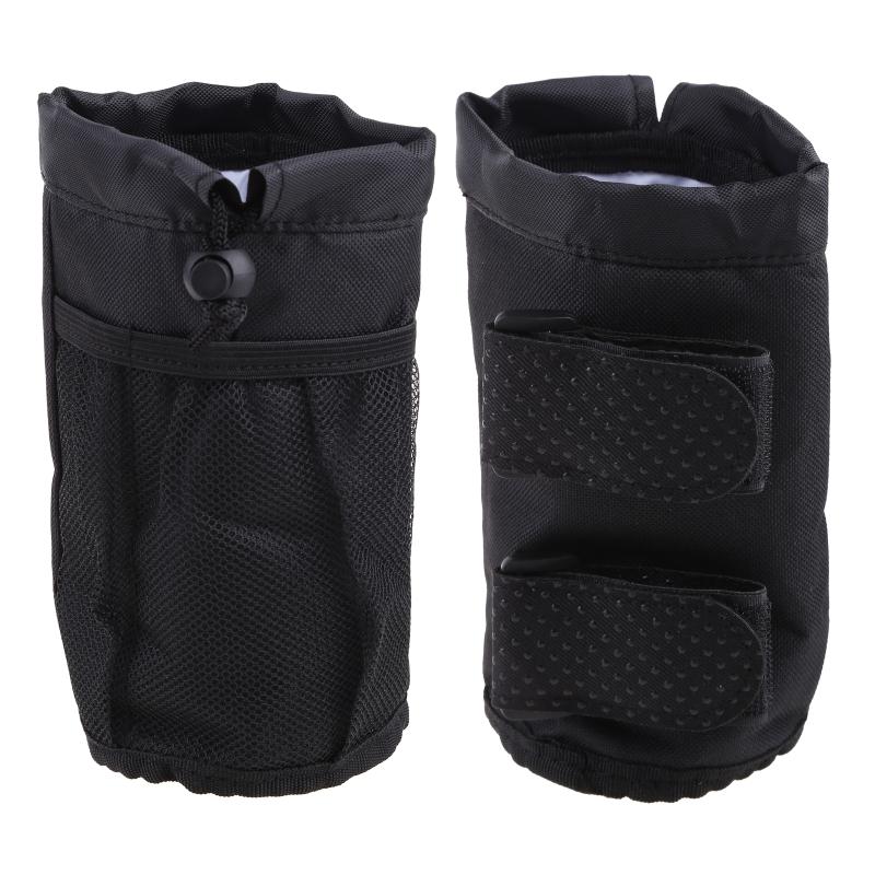 Zusammenklappbarer Fahrrad-Campbecher-Getränkehalter mit Netztaschen und Klettbändern, Verstellbare Becherhaltertasche für Mountainbike