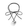Exaggerated Black Velvet Big Heart Pendant Choker Necklace Women Knotted Bowknot Adjustable Rope Chain Jewelry Wed Accessories