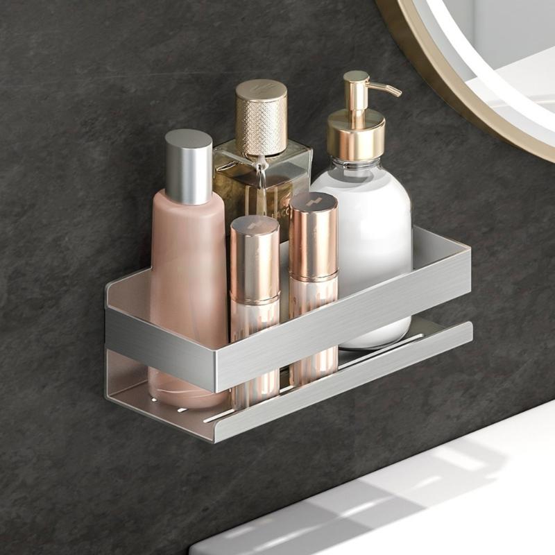 Adhesive Shower Storage Rack Rustproof Shower Storage Unit Adhesive Mount Stand for Bottles and Accessories