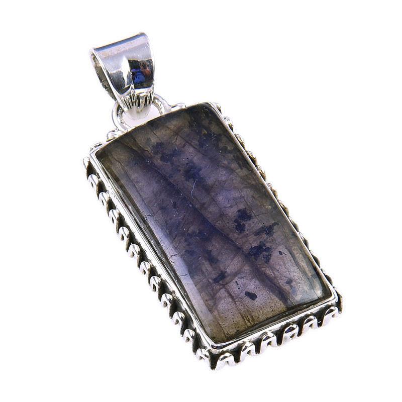 Natural Labradorite Gemstone 925 Solid Sterling Silver Gift Pendant 1.50" T9g21
