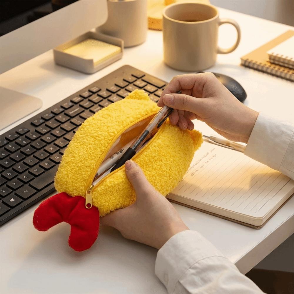 Cartoon Stationery Storage Bag Soft Stationery Pouch Cartoon Shrimp Pen Case Desk Organizer