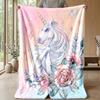 Unicorn with Rainbow Hair in Galaxy Theme blanket Lightweight Warm Flannel Blanket Decorative Throw Blanket for Home Decoration