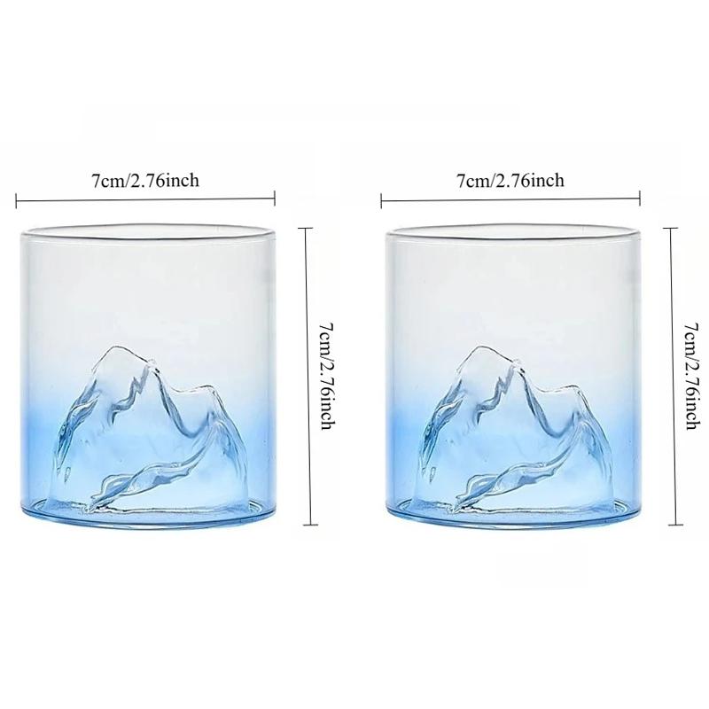 2 Stück Party Luxus Mehrfarbige Glasbecher Personalisierte Trinkgläser Eisbergförmiger Glasbecher Kreativer Berglandschafts-Tassen