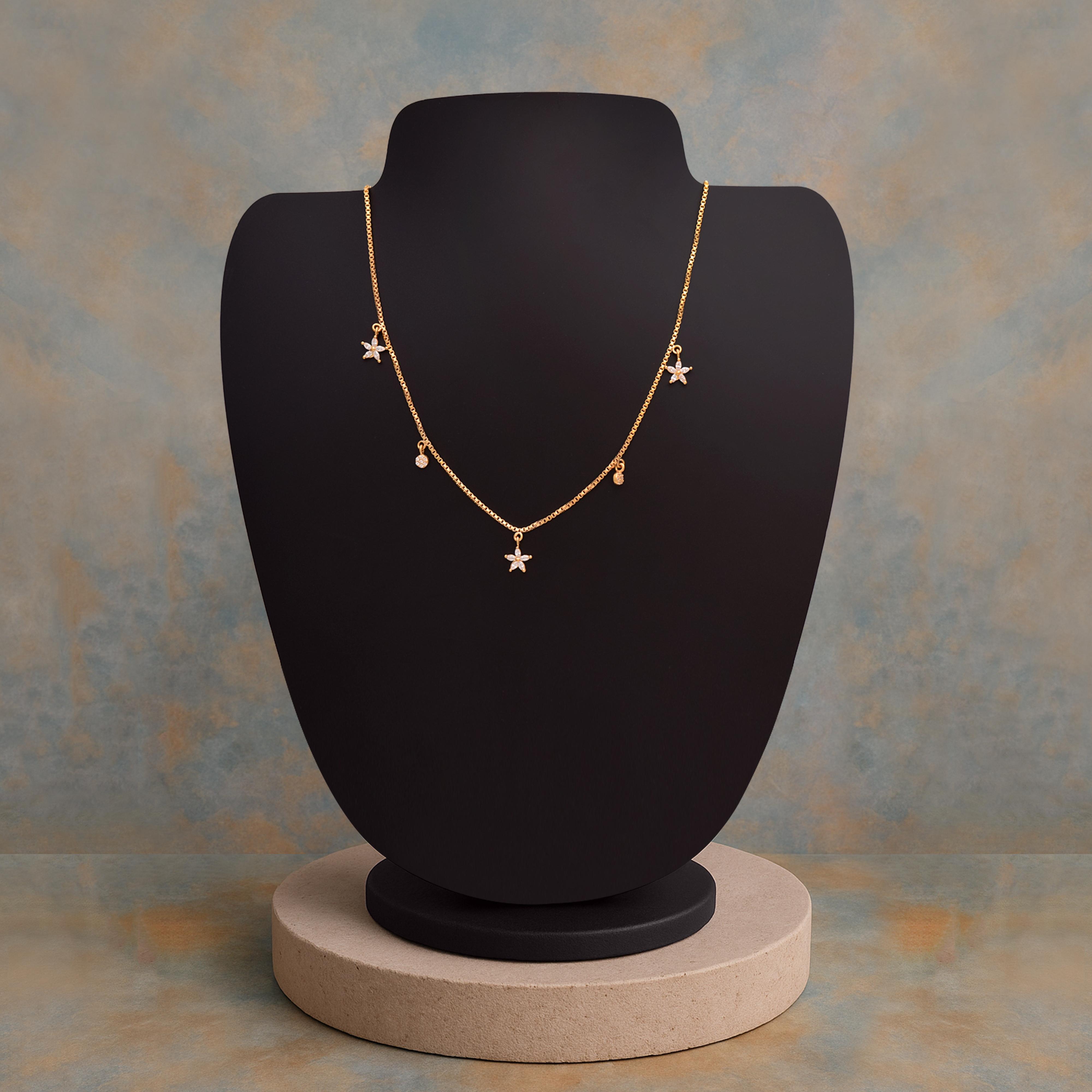 Star & Dot Charm Gold Vermeil Necklace -925 Sterling Silver