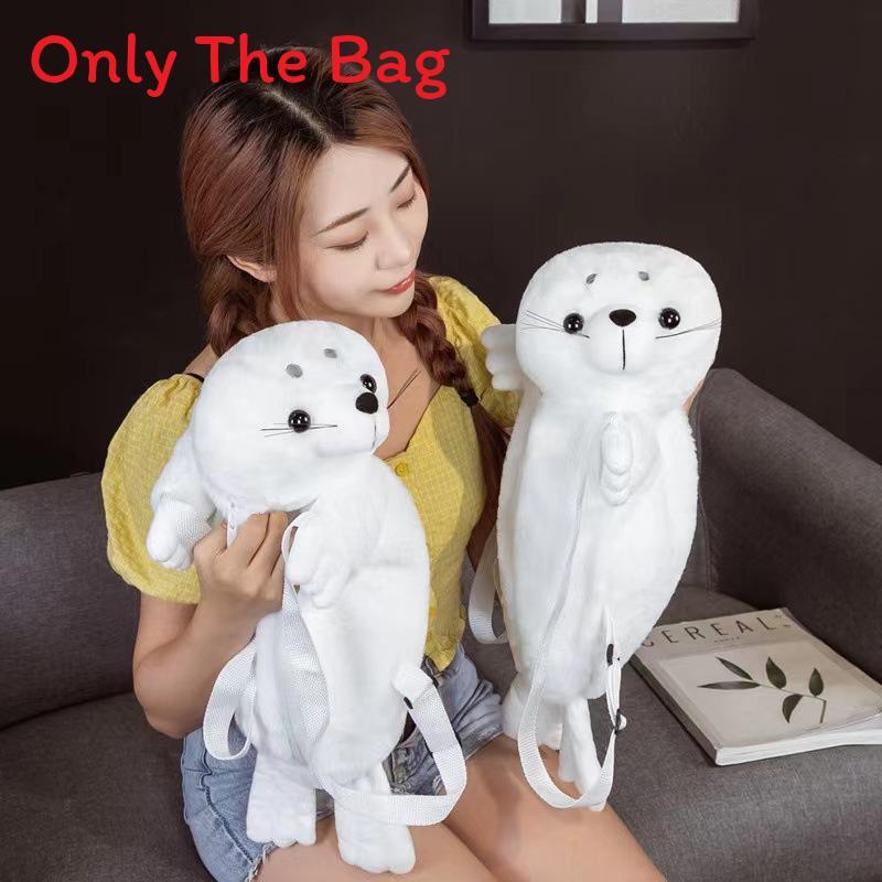 Cute Animal Seals Plush Backpack For Kids Girls Cartoon Cotton Stuffed Toy School Bag