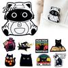 Canvas Bags Brooch Cartoon Black Cat Pin Enamel Animal Lapel Pin for Jewelry Men Women Decorative Badge Clothing Scarves Sweaters Daily Wear