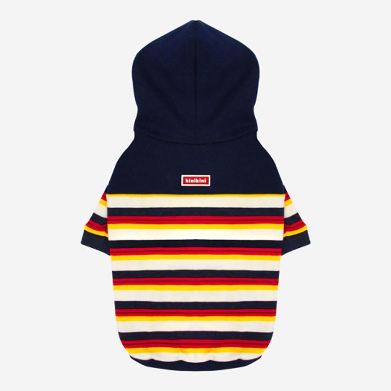 KINIKINI GESTREIFTER ANORAK HOODIE-ELFENBEIN/Marineblau