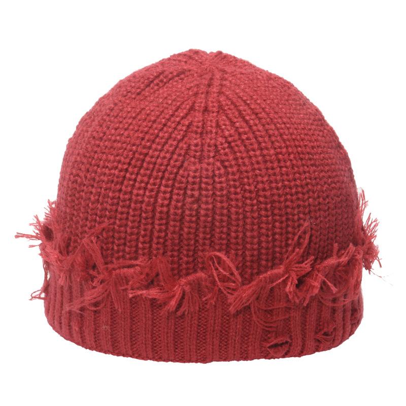 New autumn and winter hole-knitted wool hat female yuppie melon fur hat landlord hat Korean version versatile trendy men's and women's cold hat