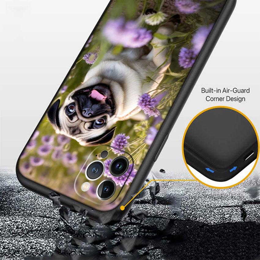 LO27 Cute Pug Dog Soft Shell Phone Case for Samsung Galaxy Note 10 20 S23 S24 S25 Ultra FE Plus Edge Lite A02S A35 A07 A17