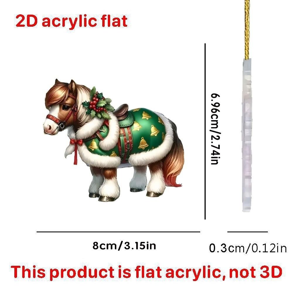 2D Flat Christmas Hanging Pendant Acrylic DIY Accessories Car Horse Pendant Multi-scene Xmas Tree Hanging Ornament Navidad Decor