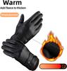 Men's Black Leather Winter Gloves Touch Display Compatible Outdoor Cycling Real Sheepskin Keep Warm Driving Motorcycle Gloves