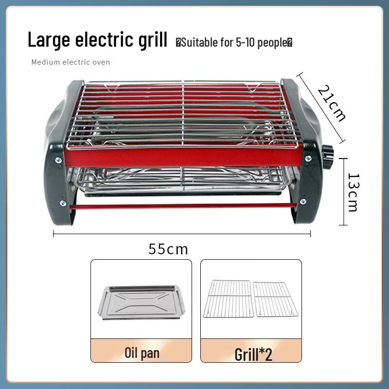 Многофункциональный большой электрический гриль для помещений с двумя уровнями