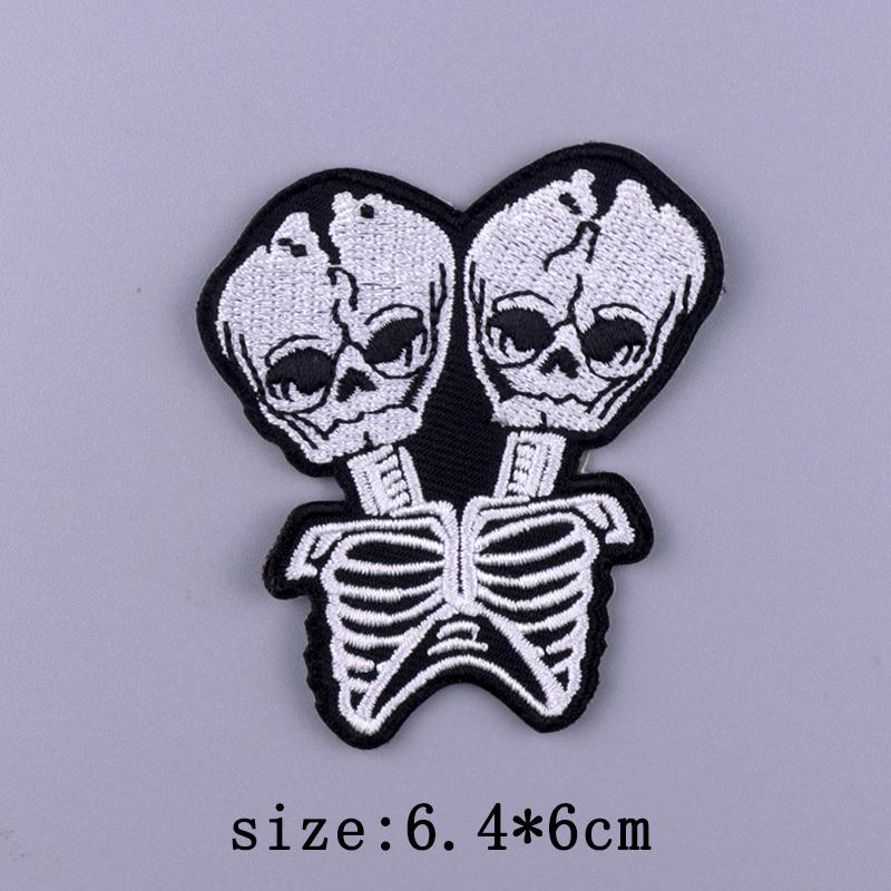 Hip Hop Punk Stickerei-Aufnäher für Kleidung Horror Totenkopf Aufnäher Aufbügel-Aufnäher für Kleidung Thermoklebende Aufkleber Abzeichen