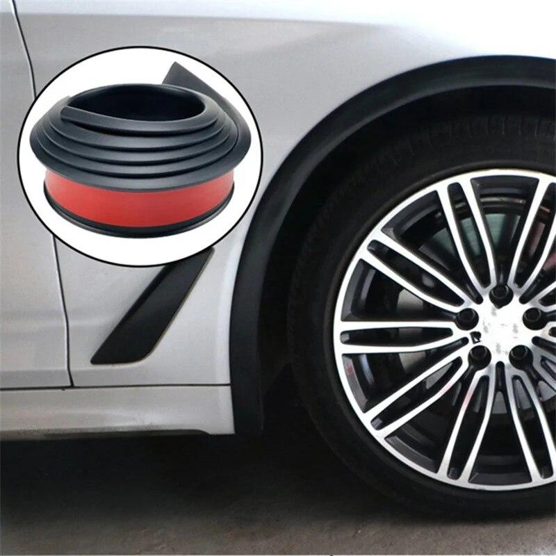 Universal Black Carbonfiber Fender Flare Car Wheel Eyebrow Rubber Protector Strip Guard Wheel-arch Trim Arch Extender Decoration