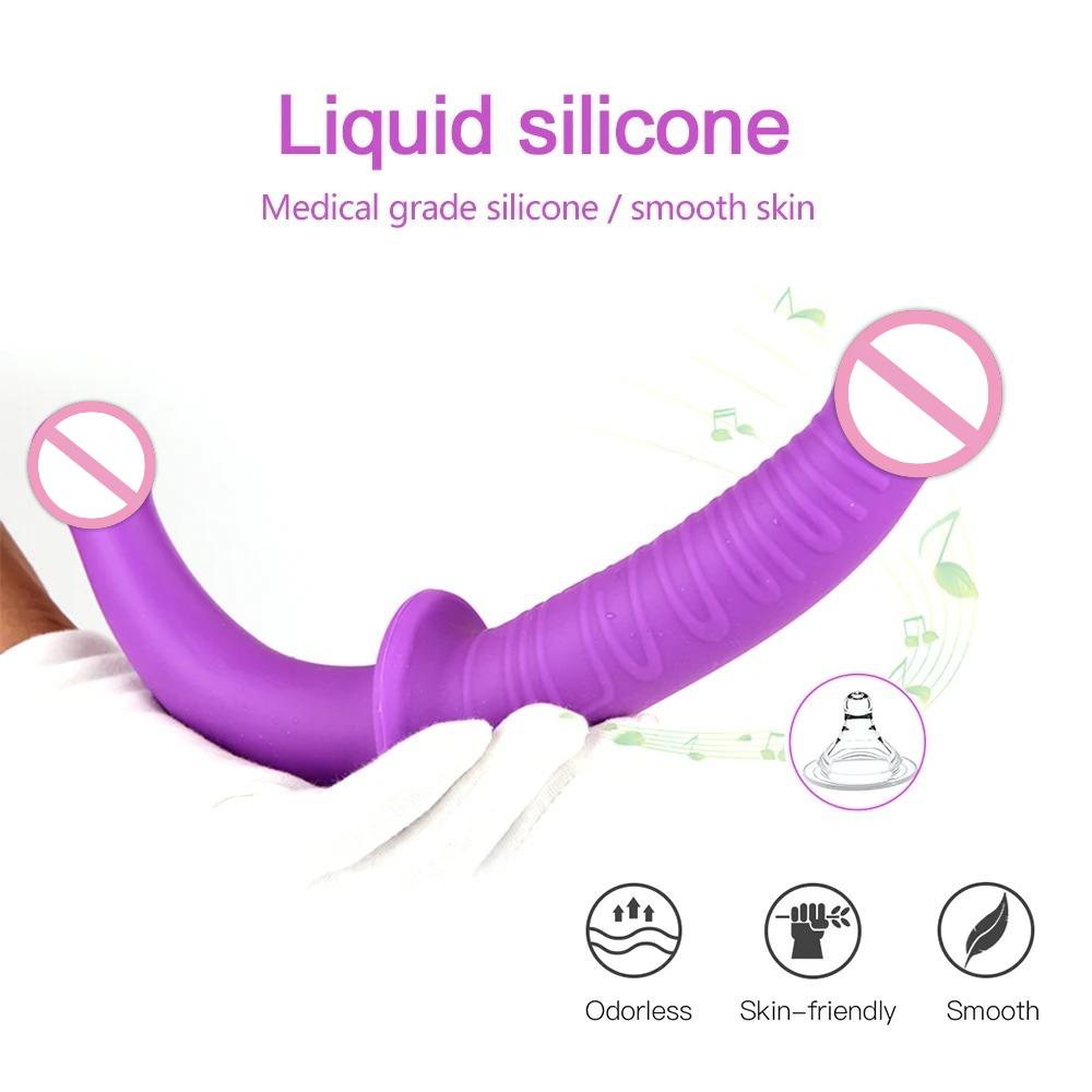 Strap On Double Dildo Clitoris Stimulator Anus Vagina Massage G Spot Dildo Penis Strapless Strapon Sex Toys for Lesbian Women