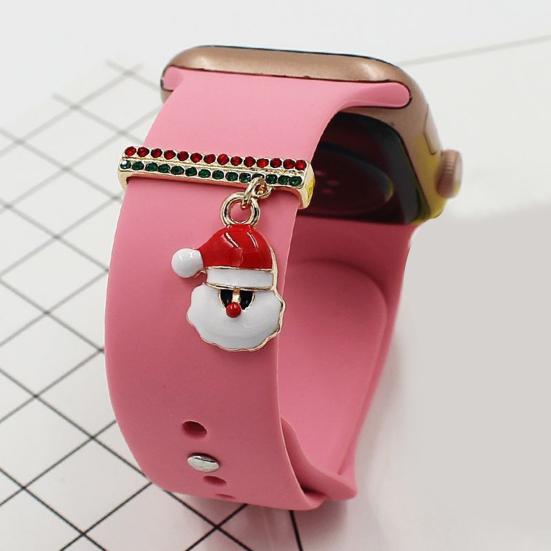Watch Band Decoration Ring Festive Enamel Colorful Geometric Smooth Decorative Gift Christmas Tree Santa