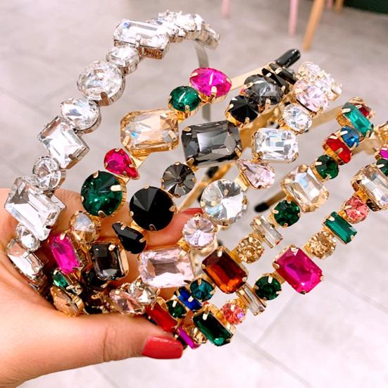 Mode Dam Flerfärgad Strass Inlagd Hårband Huvudbonad Pannband Accessoar