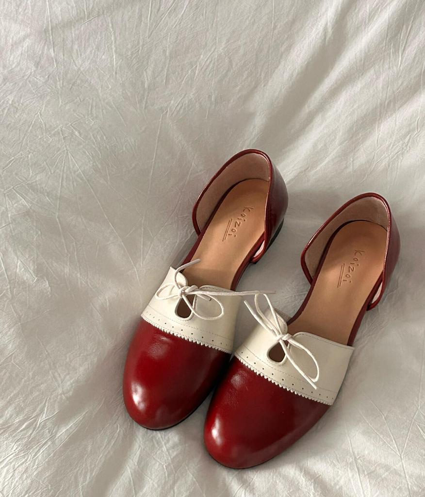Fashion PU Leather Retro British Style Small Leather Shoes Brock Lace-up Women's Sandals Round Heel Single Shoes Female Pumps