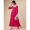 Women Casual Square Neck Crepe Solid Fit & Flare Full Length Dress Western Kurti VF-1810