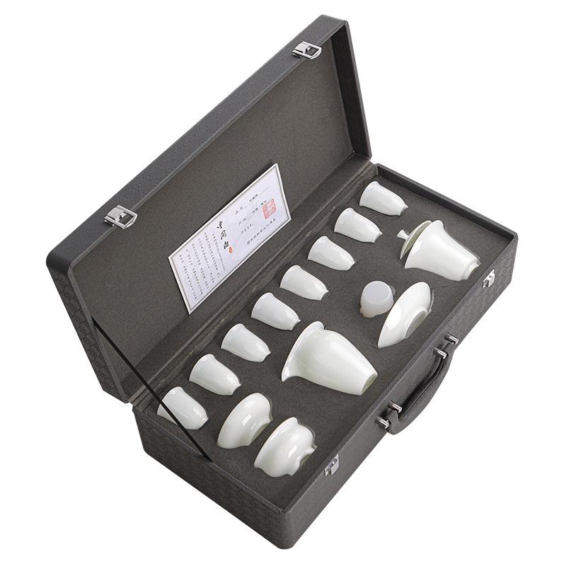 Ice crystal jade porcelain tea set for home use, giving customers practical high-end gifts, business company festival gifts