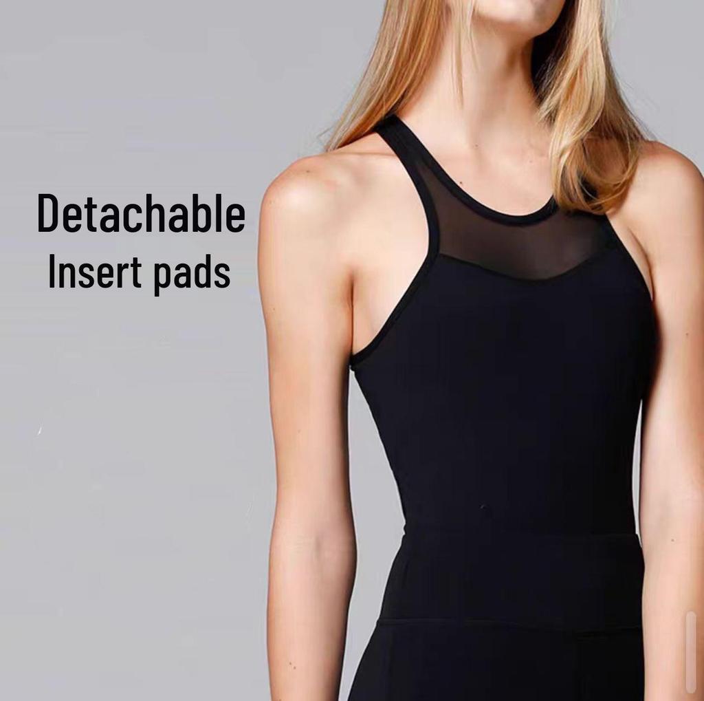 Women’s Colorblock Sports Jumpsuit - Nude-Feel, Slimming, Flared Yoga Outfit