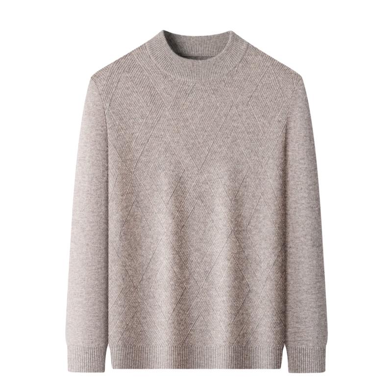 Men's Merino Wool Semi-High Collar Thick Sweater