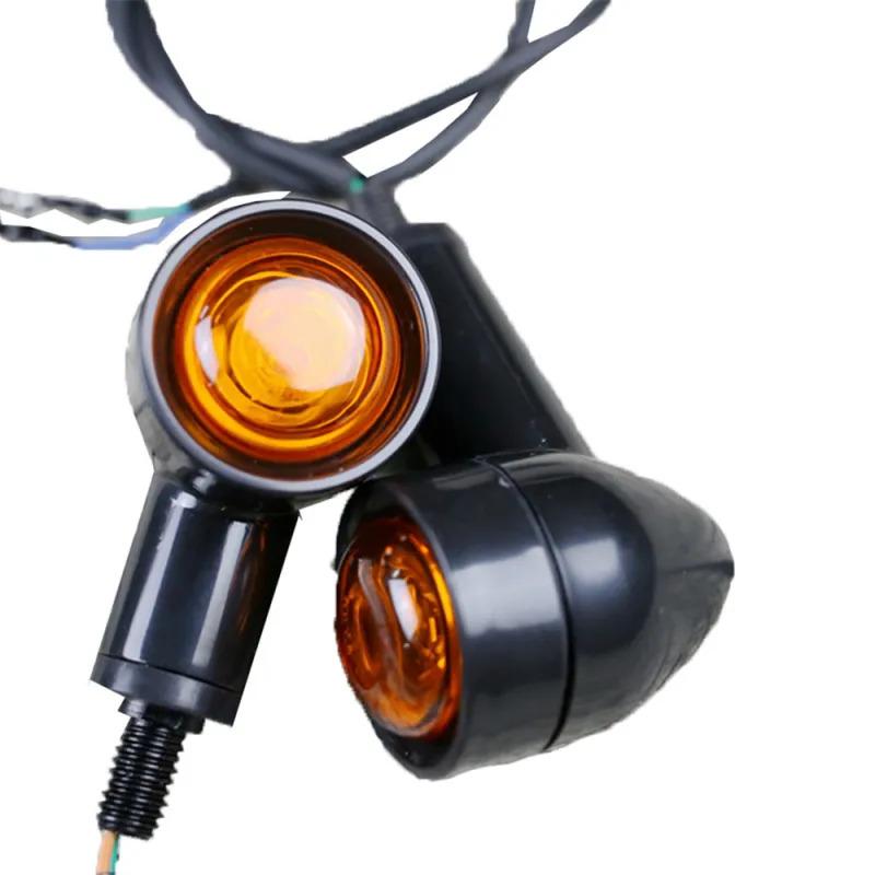 

2 Pcs Motorcycle Amber LED Retro Mini Turn Signal Light Steering Indication Lamp
