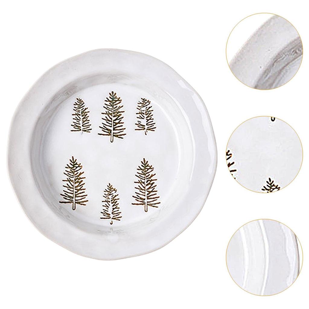 1PC Christmas Dinnerware Round Ceramic for Dining Room Indoor Dinner Party