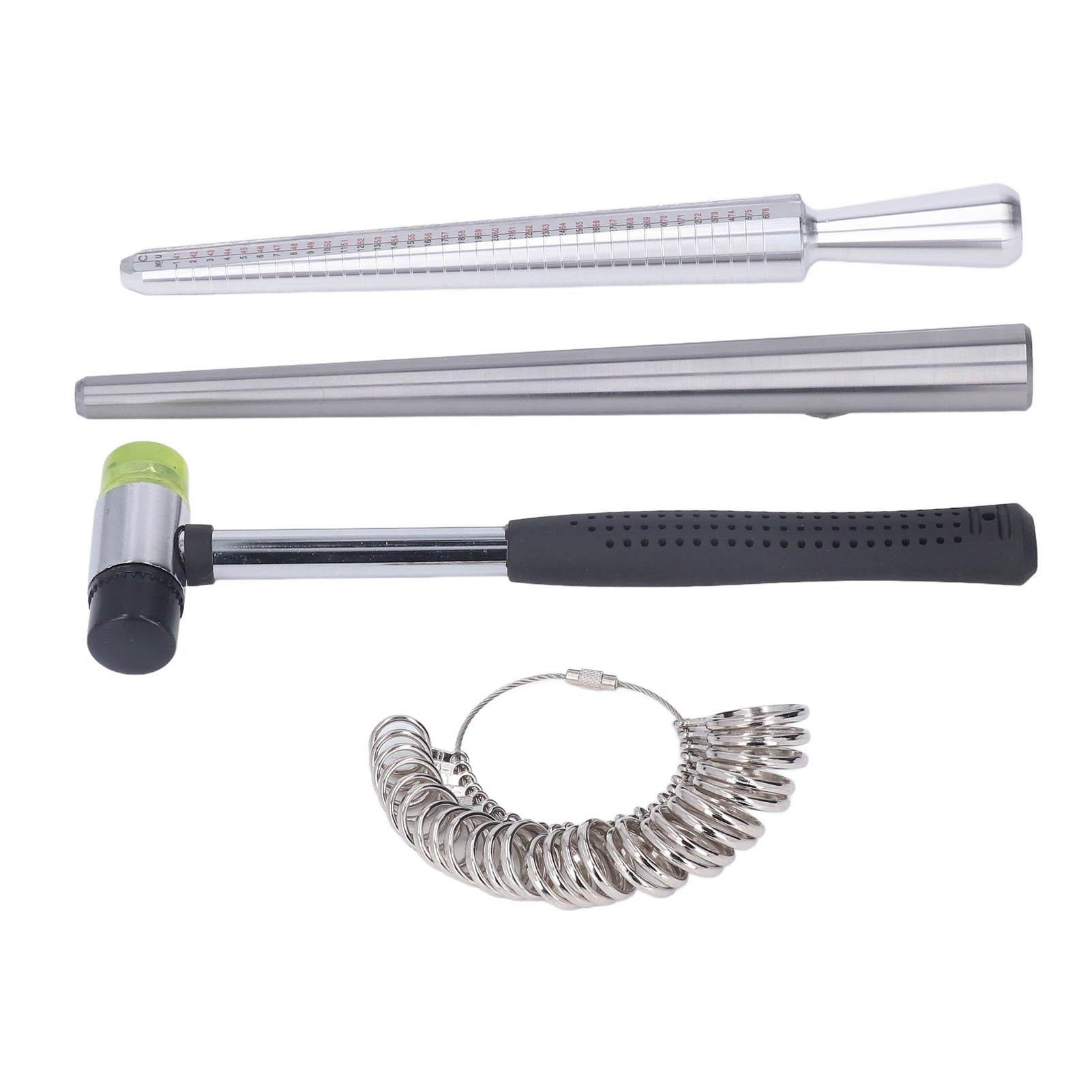 

Ring Mandrel Sizer Finger Rings Measuring Gauge Rubber Hammer Stick Jewelry Making Kit