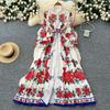Elegant Gorgeous Flower Evening Dress Women Single-breated Print Long Party Dress Female Casual Chic Festival Clothing New