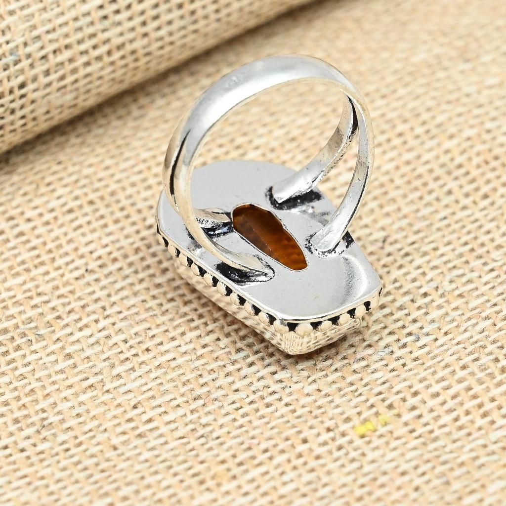 Unique Honey Topaz Gemstone Handmade 925 Sterling Silver Ring Gift For Women