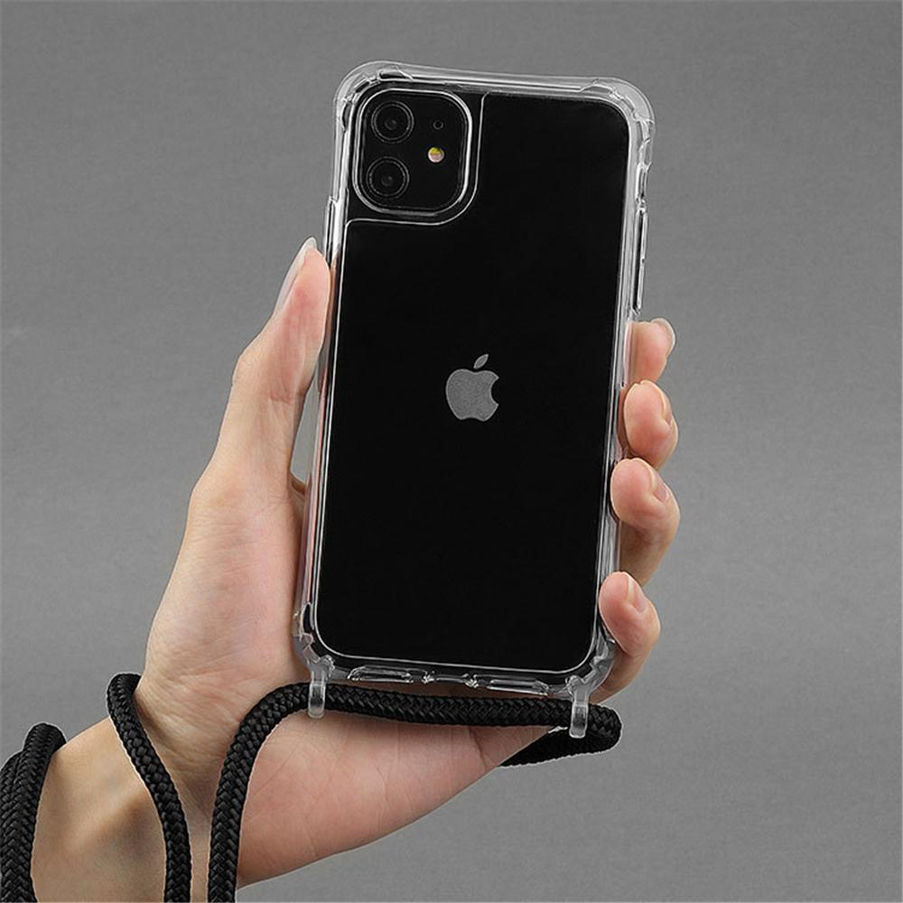 Crossbody Necklace Lanyard Transparent Phone Case For iPhone 17 16 15 14 11 12 13 Pro Max XS XR 8 Plus Cord Rope Acrylic Cover