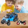 1/24 Scale Toy Pickup Trucks, Truck Toy, Ford F150 Diecast Metal Pickup with Sound and Light, 6x6 Off-Road Pull Back Trucks with Motorcycle for Kids