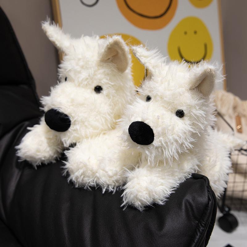 Lifelike Plush West Highland White Terrier Toy Fluffy Real-life Stuffed Animals Dog Soft Doll Kids Toy Birthday Gift