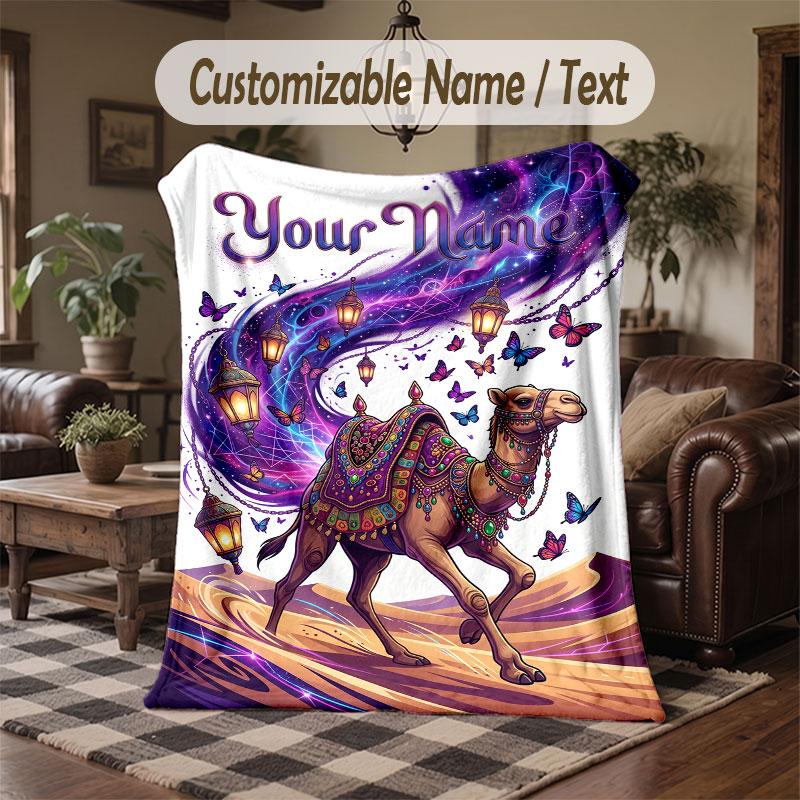 Space Cosmic Theme Throw Blanket Custom Name Text Personalized Blanket Soft Cozy Blanket for Home Sofa Bed