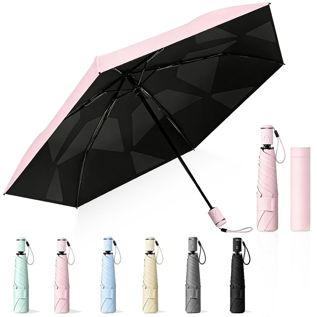 Folding Shape Automatic Opening and Suitable for Sunny and Rainy 6 UV Black Sun Water Umbrella, Parasol, Memory, 3-Second Storage, One-Touch Closing,