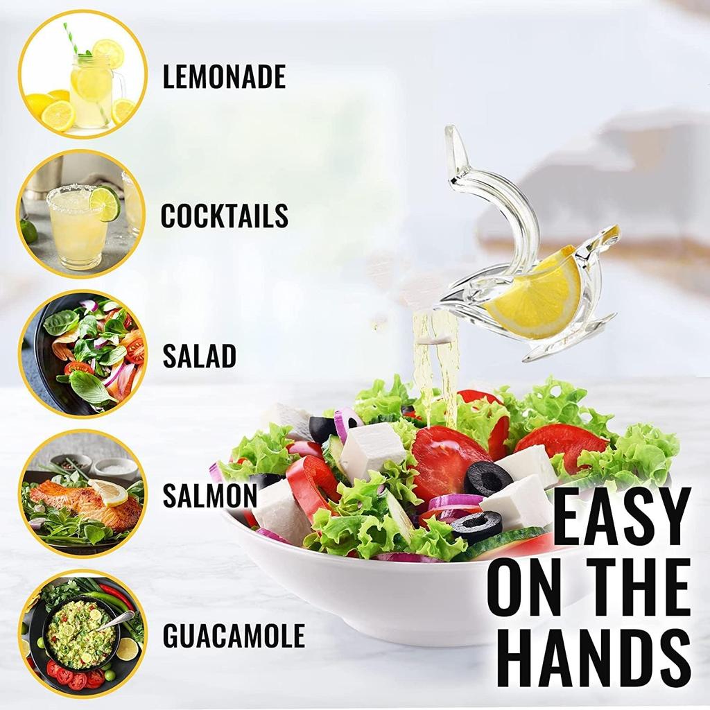 New Acrylic Manual Lemon Slice Squeezer, Portable Transparent Fruit Juicer, Elegance Bird Shape, Hand Juicer for Orange Lemon Lime Pomegranate (4Pcs)