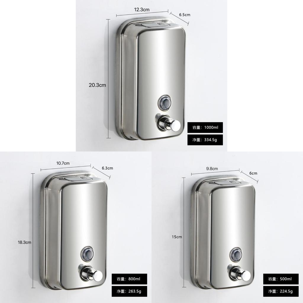 Modern Stainless Steel Soap Dispenser Wall Mount With Hand Press For Kitchen And Bathroom Use